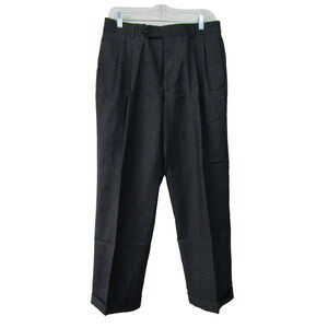 Jose. A. Bank Gray Wool Check Cuffed Pleat Pants Mens size 32Sx28.5 Professional